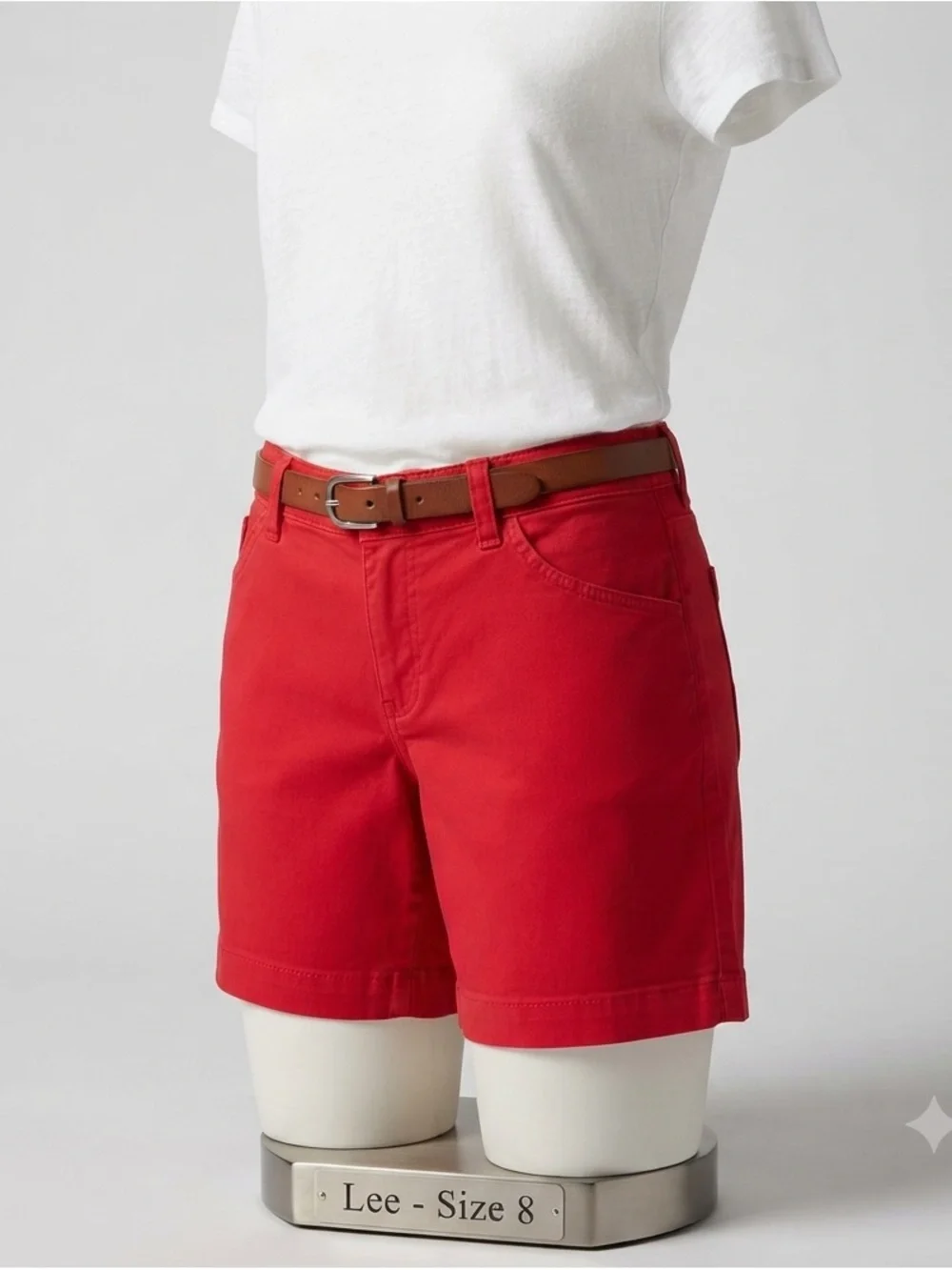 Lee Women's Bright Red Cotton Bermuda Shorts